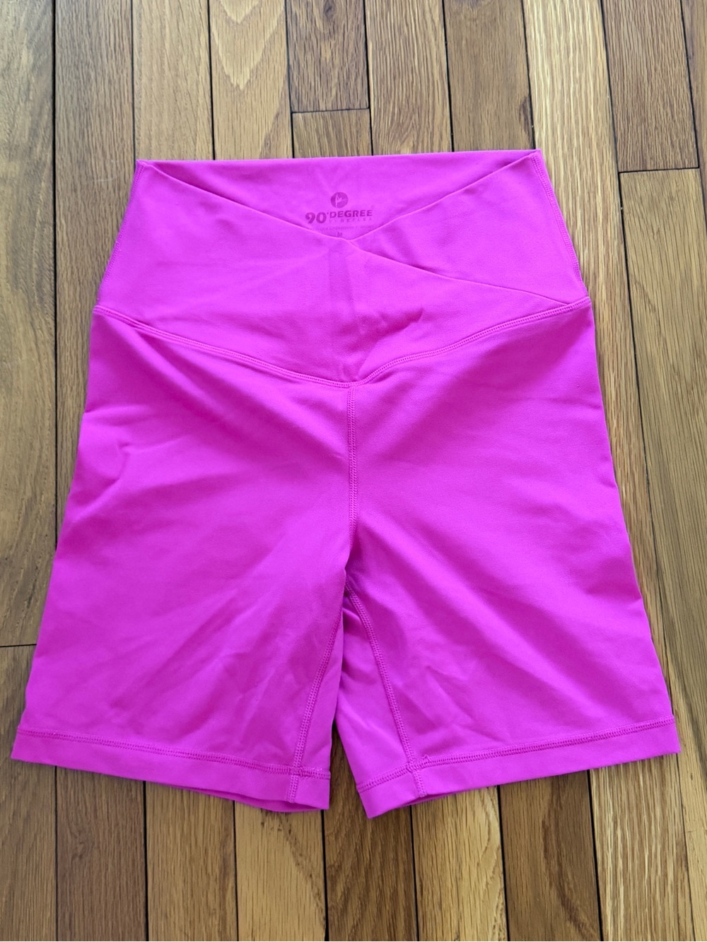 90 Degree By Reflex V-Front High-Waist Hot Pink Athletic Bike Shorts